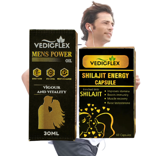 VedicFlex Men’s Oil & Shilajit Capsule  – Ultimate Stamina Boost Combo